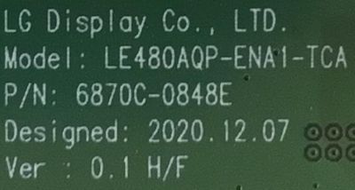 T-CON PARA TV SONY OLED / NUMERO DE PARTE 6871L-6614G / 6870C-0848E / 6614G / LE480AQP-ENA1-TCA / MODELO XBR-48A9S / XBR48A9S - Imagen 3
